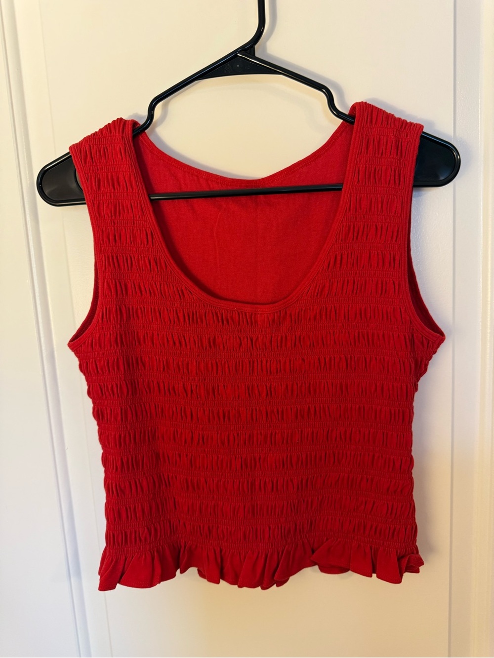 Abercrombie & Fitch Red Smocked Ruffle Tank